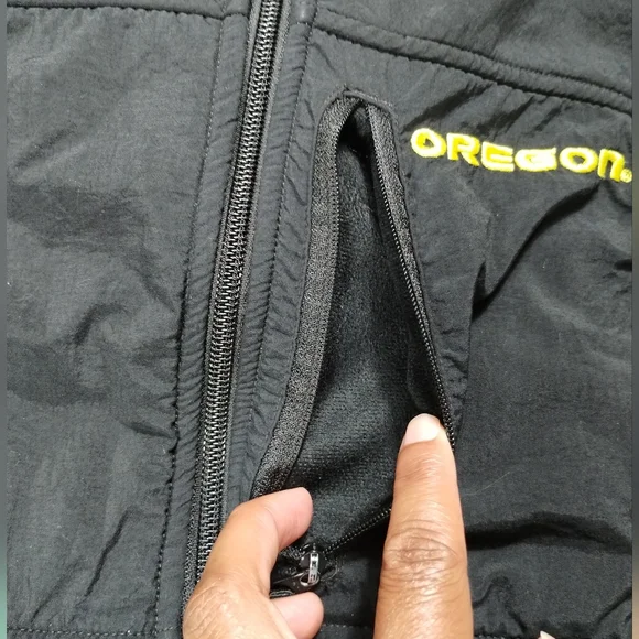 VTG Columbia 10/12 Youth 90s Oregon Ducks Football Fleece Jacket Green Full Zip - Picture 12 of 15